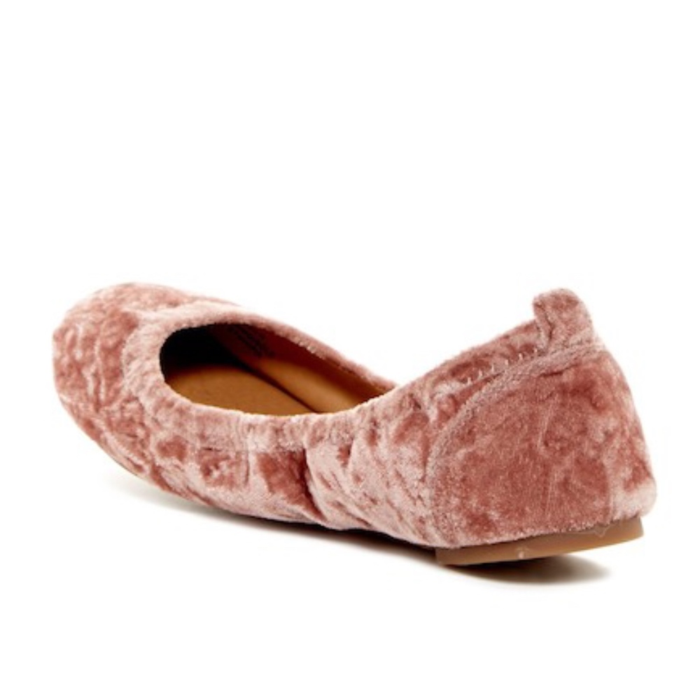 NEW Lucky Brand Crushed Velvet Flats Silver Pink - Picture 3 of 7